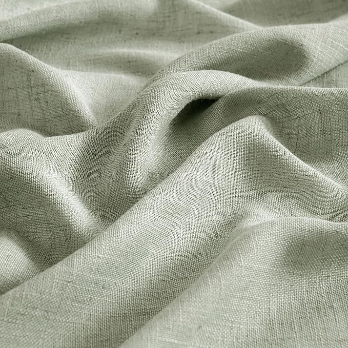 MIULEE Sage Linen Curtains 52x63 Inch Long 2 Panels of Green Window Drapes | - Image 4