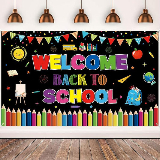 Welcome Back to School Banner Backdrop, 72.8" x 43.3" Back to School Party by Bonieset