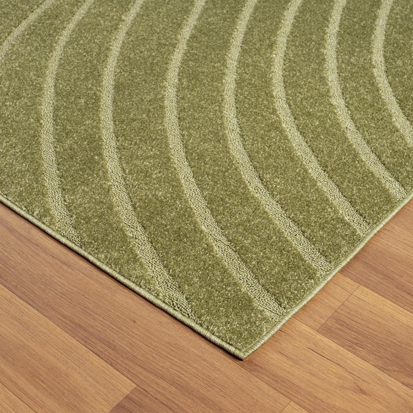 LUXE WEAVERS Modern Geometric Wave Green 2x3 Area Rug, Contemporary Stain Resistant Carpet