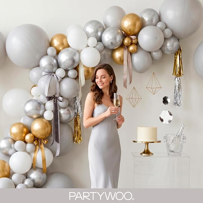 PartyWoo Gray Balloons 155pcs Different Sizes Pack of 18 12 10 5 Inch Matte - Image 8