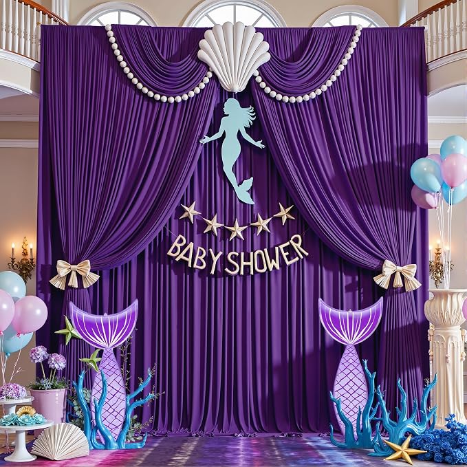 20×12ft Wrinkle Free Purple Backdrop Curtain - Image 5