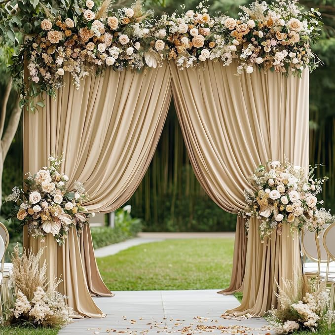 40ft x 10ft Wrinkle Free Champagne Backdrop Curtains - Image 6