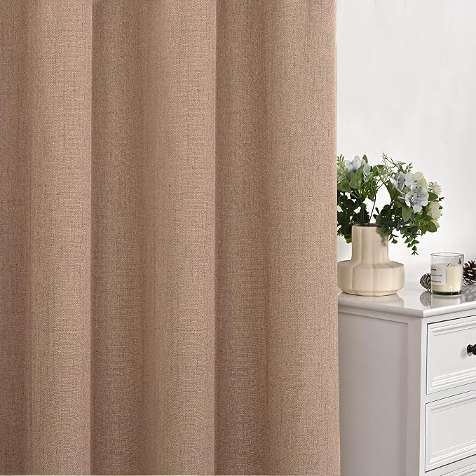 YoungsTex Mocha Brown Linen Curtains 63 Inch Length - Image 7