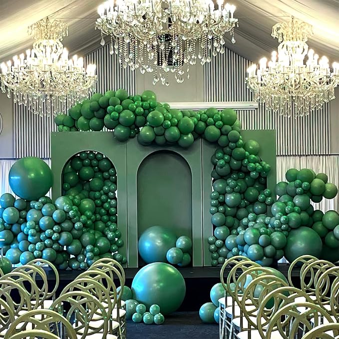 PartyWoo Pearl Dark Green Balloons 50pcs Pearl Emerald Hunter Forest Green | 12 - Image 5