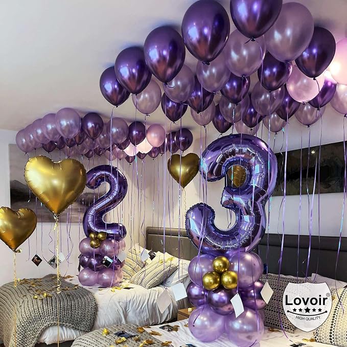 Purple Number 9 Balloons, 40 Inch Giant Number Balloons Foil Mylar Helium - Image 4