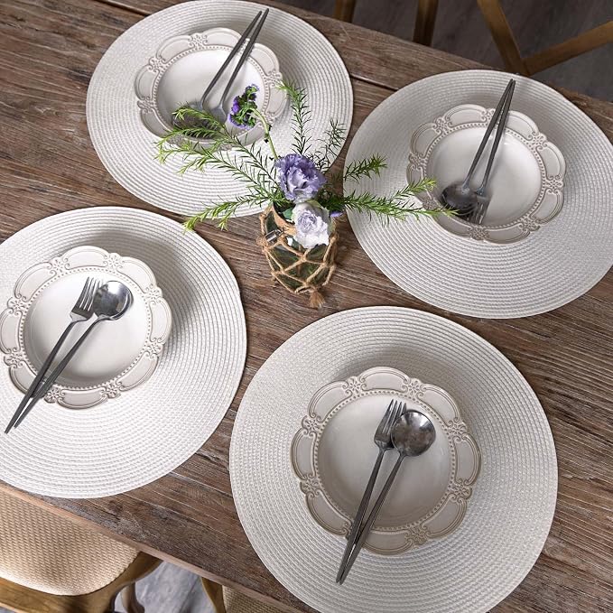 FunWheat Round Braided Placemats Set of 4 Table Mats - Image 6