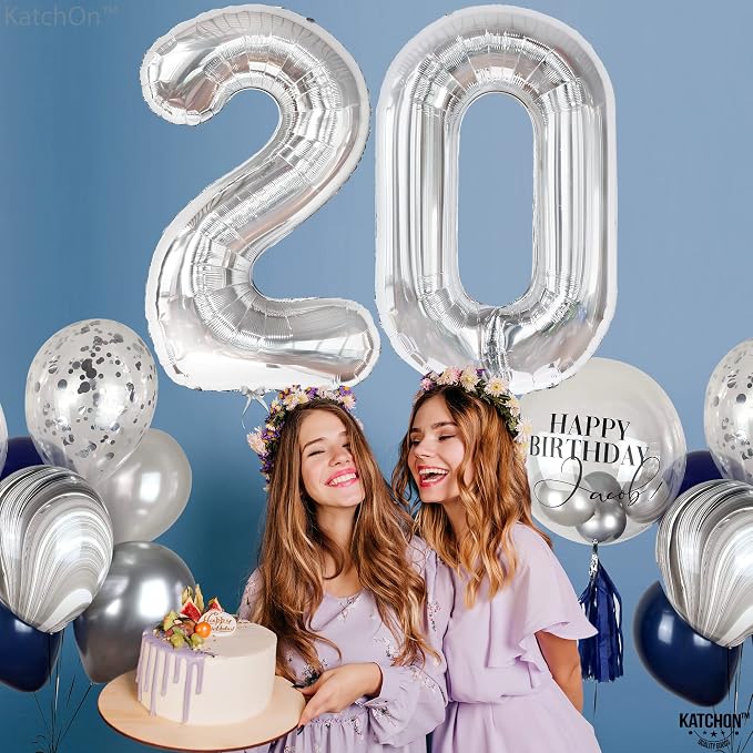 KatchOn Silver Number 0 Balloon 40 Inch | Mylar 0 Number Balloon - Image 3