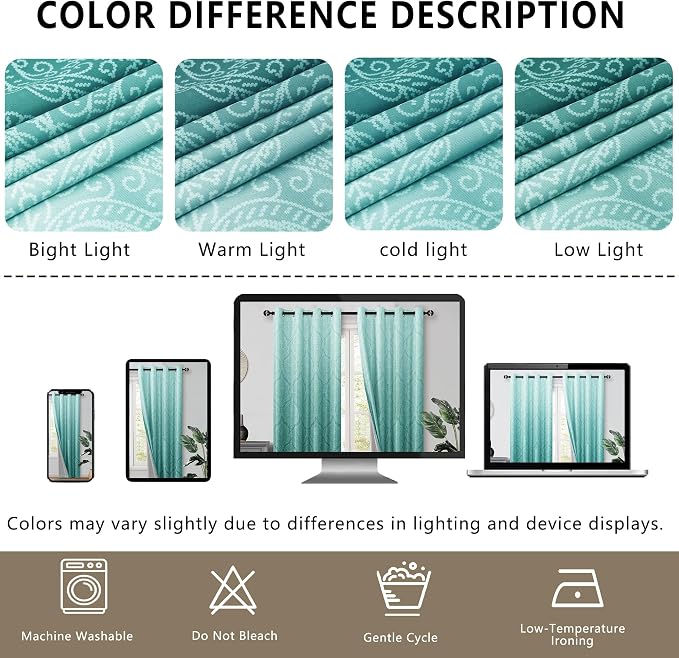 DWCN Teal Blackout Curtains for Bedroom 96 Inch Long - Image 7