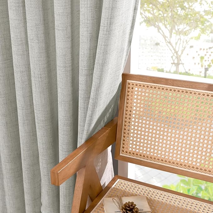 YoungsTex Light Grey Linen Curtains 63 Inches Length - Image 8