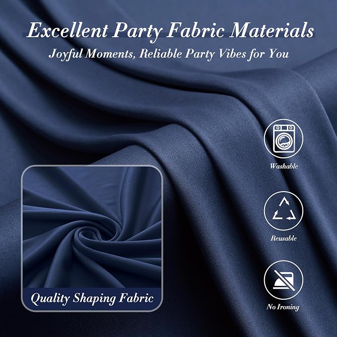 50 ft x 10 ft Wrinkle Free Navy Blue Backdrop Curtain - Image 4