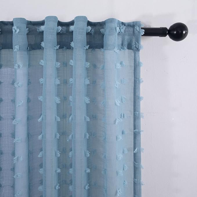 KOUFALL Dusty Blue Sheer Curtains - Image 7