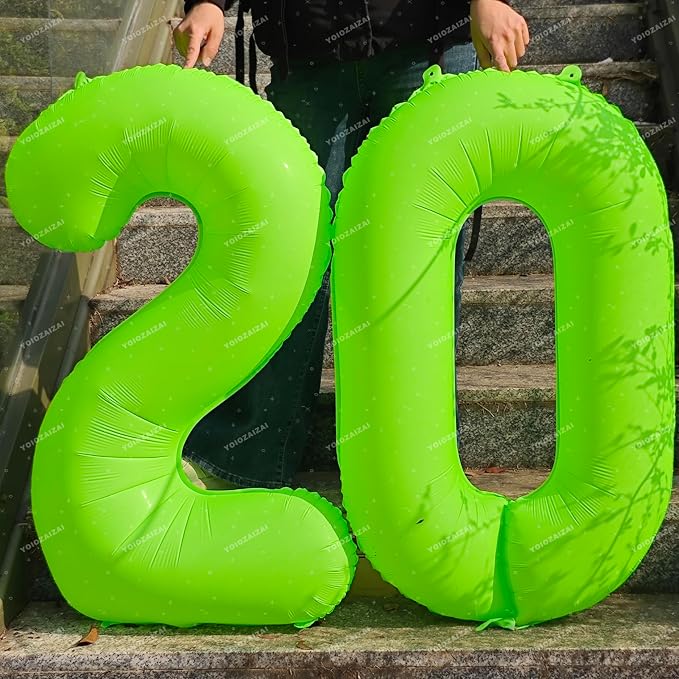 40IN Fluorescent Green Number 3 Balloons Glow In The Dark Green Balloon | - Image 5
