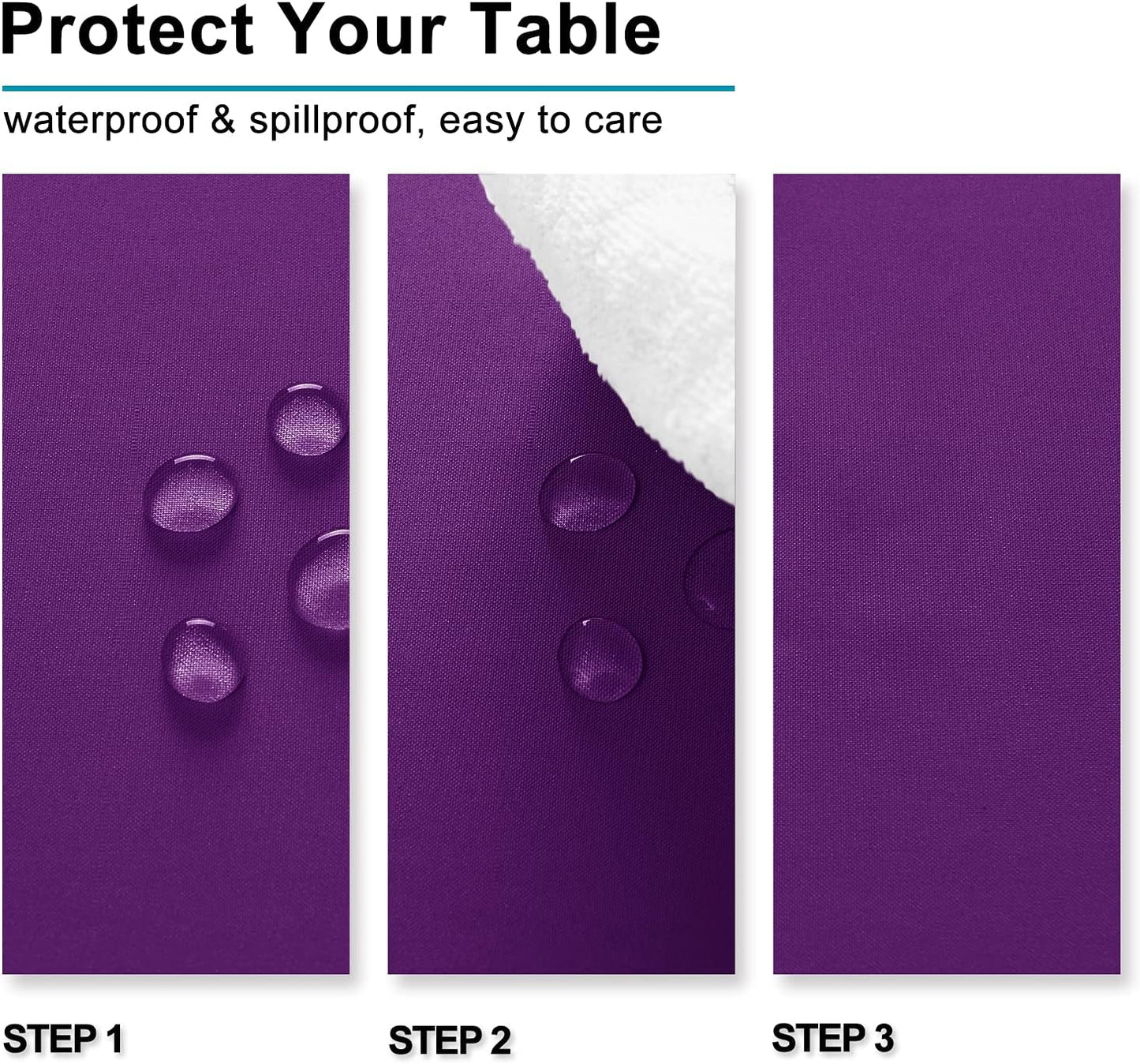 Hiasan Waterproof Tablecloth Rectangle - Washable Fabric Table Cloth for Dining Room Kitchen Birthday Party and Outdoor Use, Royal Purple, 30 x 60 Inch