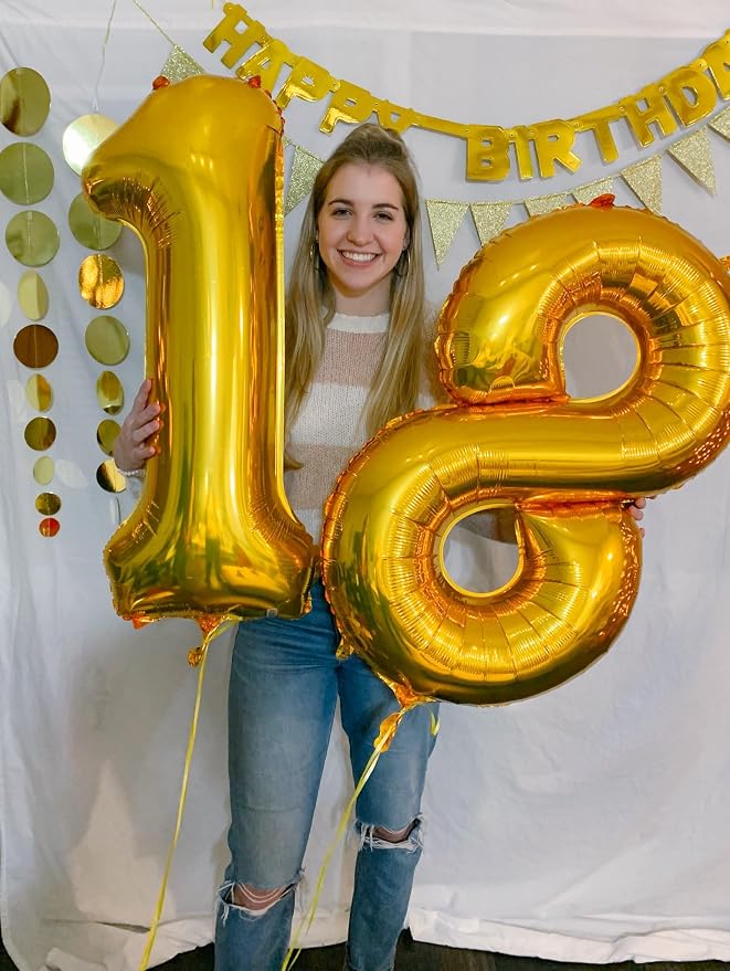 Gold 8 Balloon - Number Balloon 40 Inch, 8th Gold Birthday Decorations | Giant - Image 7
