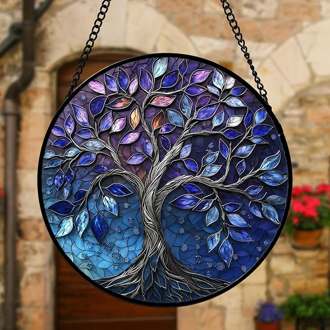 DASTOLL Stained Glass Window Hanging, and Mom 9.8 in - Image 4