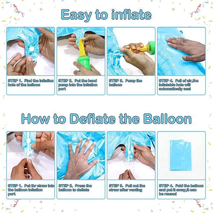 Blue Light Number Balloon, 40 Inch, Party Decorations - Image 4
