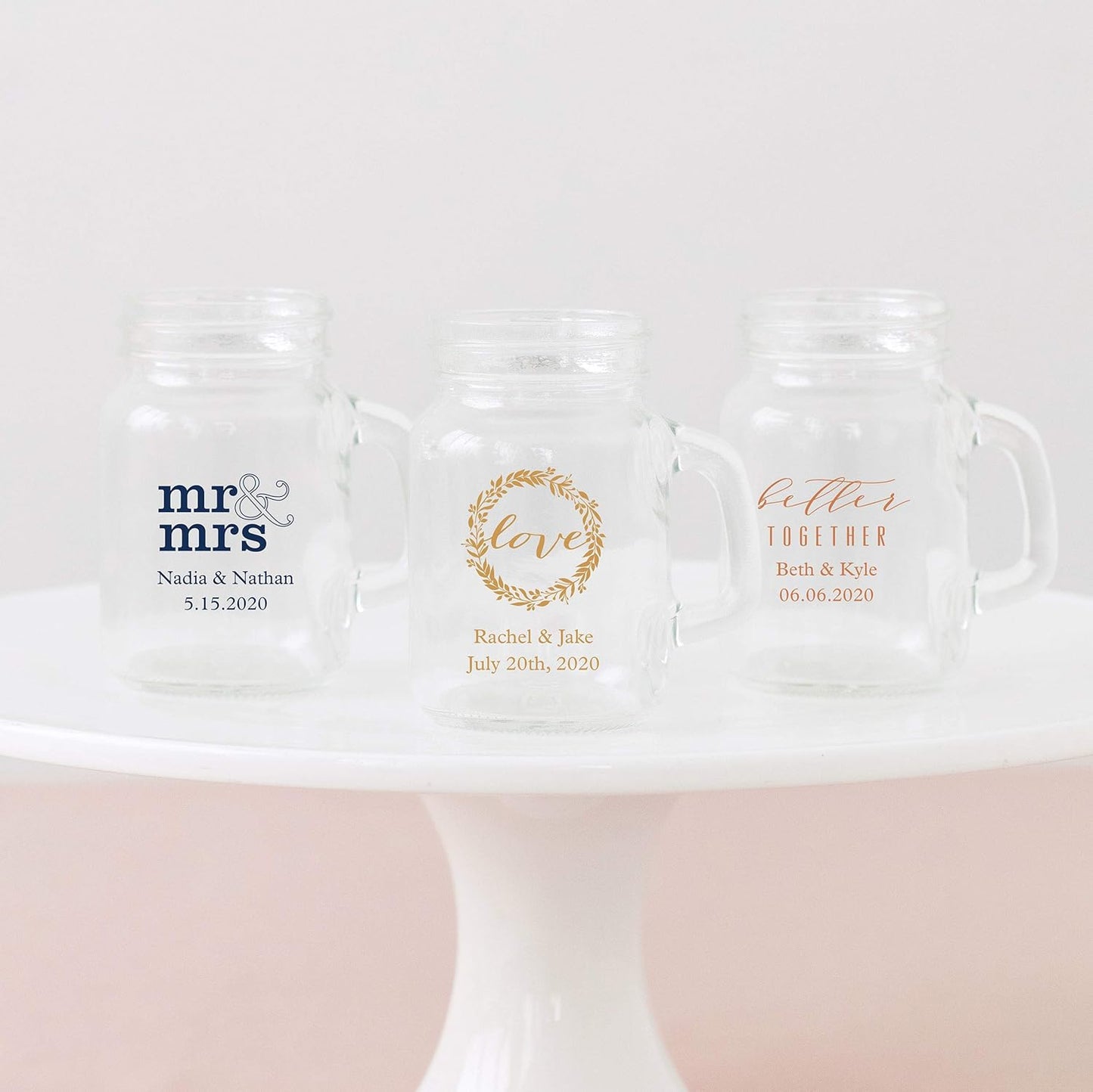 WEDDINGSTAR Personalized 4oz Mini Mason Jar Shot Glass Customizable Full Color Print - 132 pack
