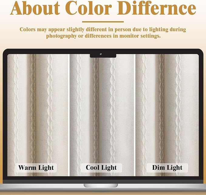 80% Boho Blackout Curtains 63 Inch Linen Blend Drapes 2 Panels | Vintage - Image 5