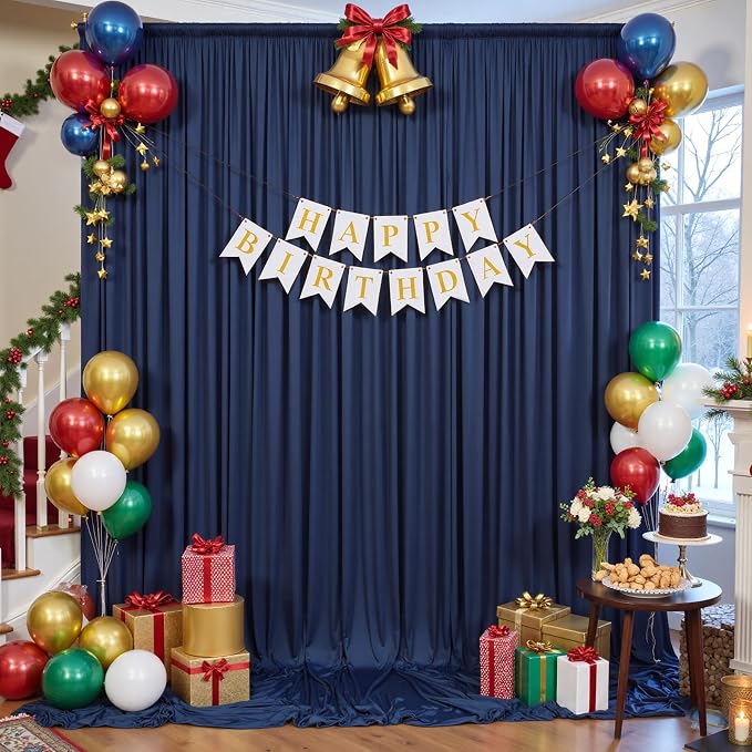 30ft×12ft Wrinkle Free Navy Blue Backdrop Curtain - Image 8