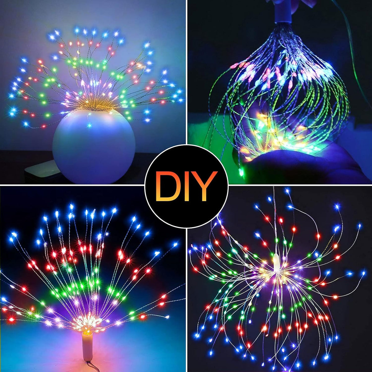 4 Pack Star String Lights Christmas Lights, 225 LED 8 Modes Dimmable with Remote Control, Waterproof Copper Wire Decorative Hanging Star Lights for Party Patio Garden Decoration (Multicolor)