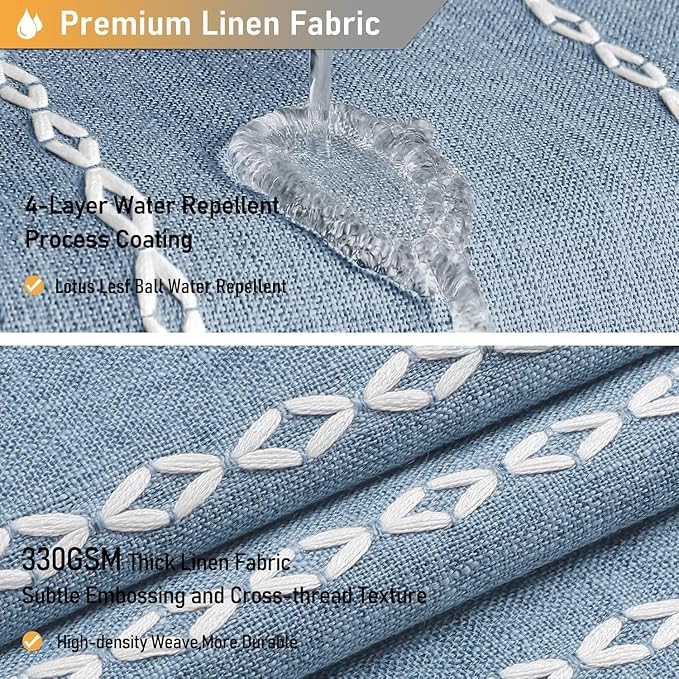 48 x 72 Boho Farmhouse Linen Heavy Duty Cloth Shower Curtain Set, 330GSM Linen - Image 4