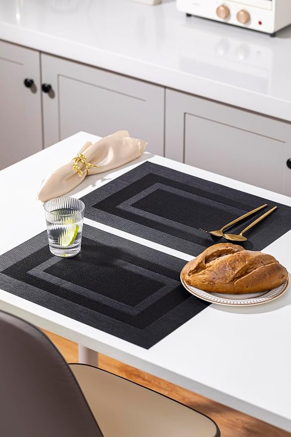 LEXMORE Placemats Set of 6 Vinyl/Plastic Woven Place Mats - Image 6