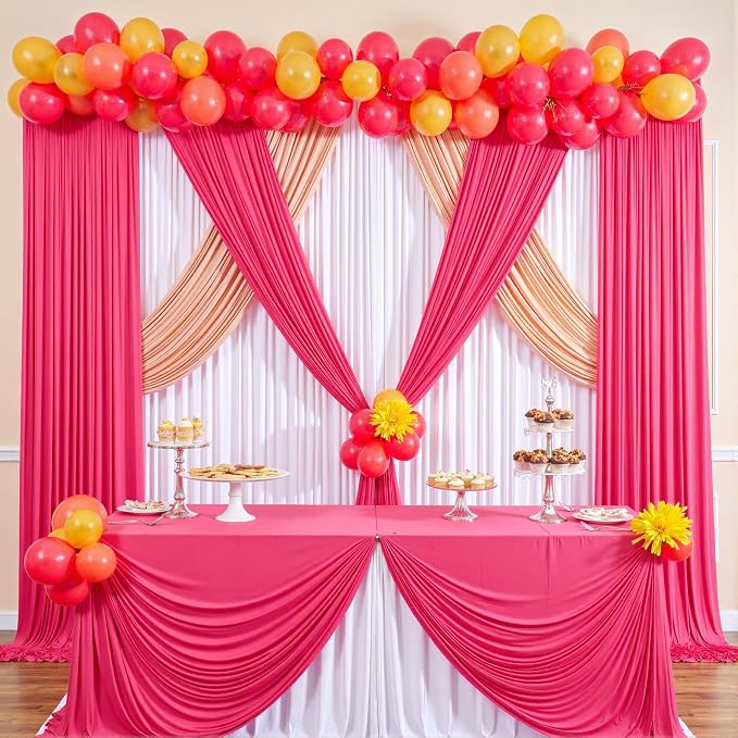 40 ft x 10 ft Wrinkle Free Fuchsia Backdrop Curtain - Image 6