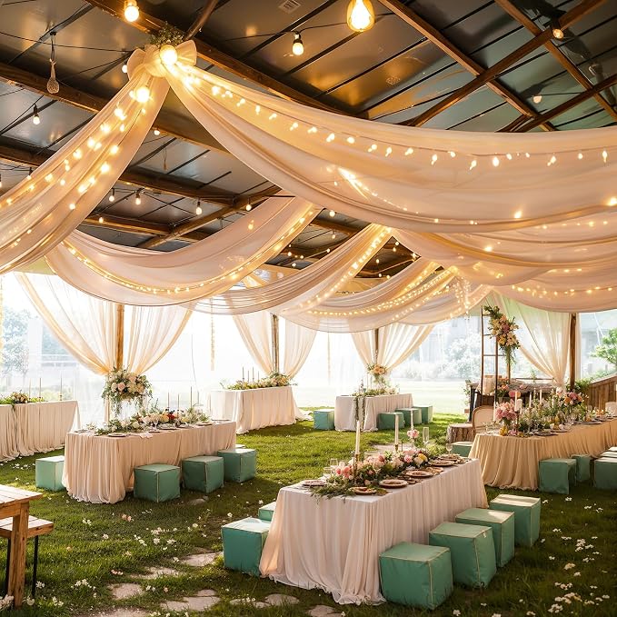 6 Panels Champagne Ceiling Drapes - Image 2