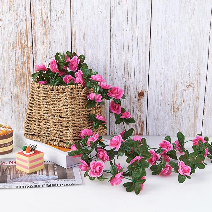 Artificial Flower Garland 8pcs 8.2ft Rose Vine Decor, Magenta Flower | PONKING - Image 6