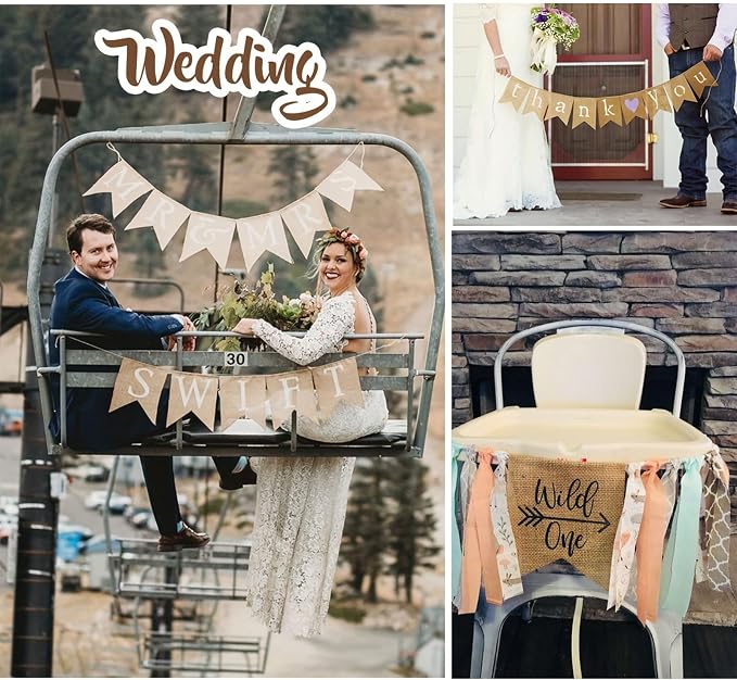 30pcs Burlap DIY Brown Banner Set– Includes Letter & Heart Stencils, - Image 8