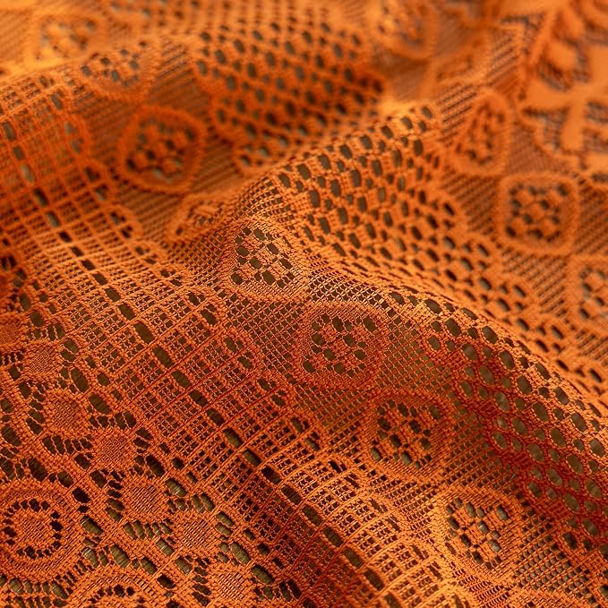 Sutuo Home Terracotta Boho Lace Vintage Curtains 45 Inches 2 Panels - Image 7