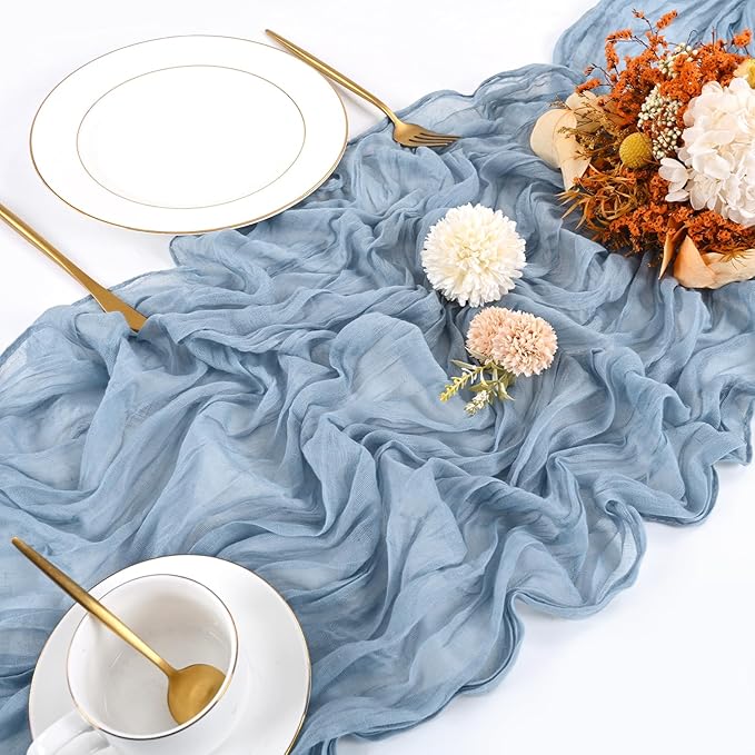 10 Pack Dusty Blue Cheesecloth Table Runner 17x108 Inch Boho Gauze Cheese Cloth - Image 4