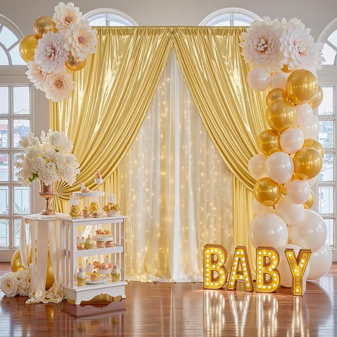 10x10FT Gold Sequin Backdrop Curtain - Image 5