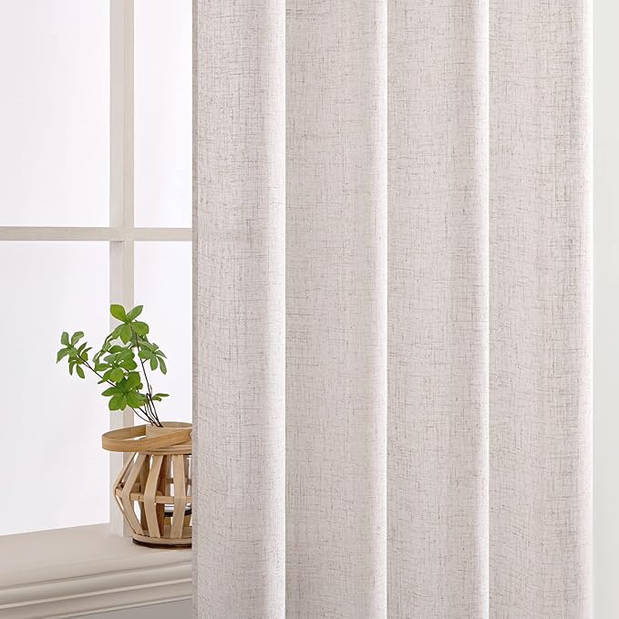 MIULEE White Linen Curtains 52x72 Inch Length - Image 5