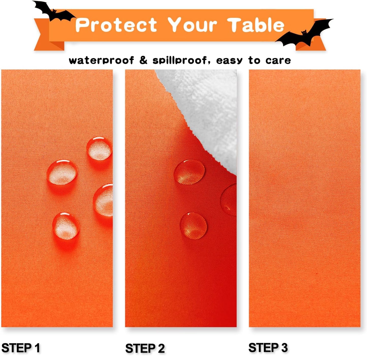 Hiasan Pumpkin Orange Rectangle Tablecloth - Waterproof and Spillproof Washable Fabric Table Cloth for Dining Room Kitchen Party and Outdoor, 60 x 84 Inch