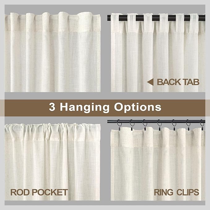 Pitalk Cream Curtains 78 Inches Long - Image 5