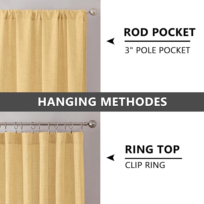 Tollpiz Linen Tier Curtain Rod Pocket Semi Sheer Half Kitchen Curtains Burlap - Image 5