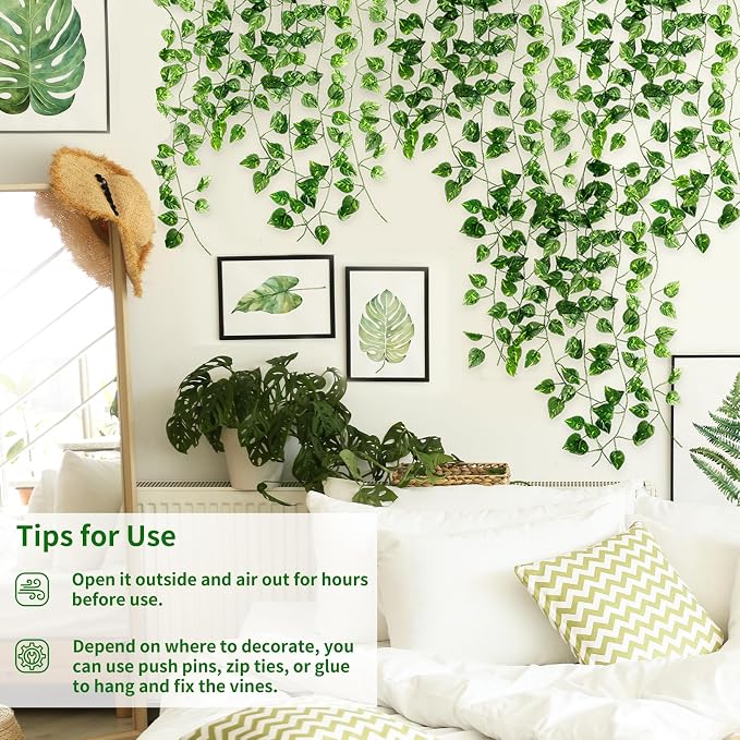 CEWOR 10 Pack Artificial Vines for Room Decor, Artificial Ivy Greenery Garland - Image 3