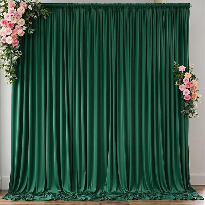 10 ft x 8 ft Wrinkle Free Hunter Green Backdrop Curtain by Outpain