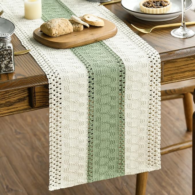Artoid Mode Light Green Farmhouse Rustic Table Runner 12x108 Inch | Seasonal by ArtoidMode