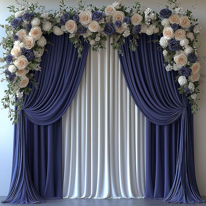 ESGOTBME 20x10ft Wrinkle Free Navy Blue Backdrop Curtain - Image 6