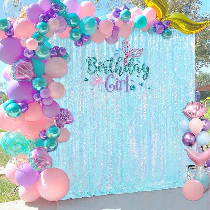 Blue Iridescent Sequin Backdrop 8ft x 8ft Glitter Photo Booth Backdrop | Sequin - Image 5
