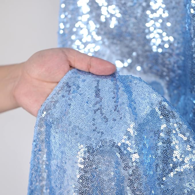 Baby Blue Sequin Backdrop 2 Panels 2FTx8FT Glitter Party Backdrop Curtains | - Image 5