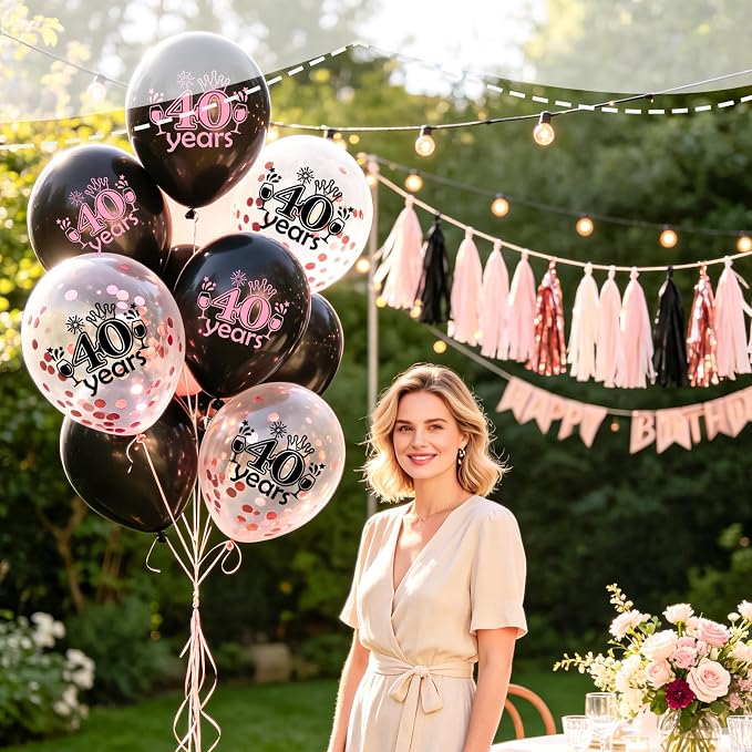 Black Whiet Confetti Balloons, - Image 6