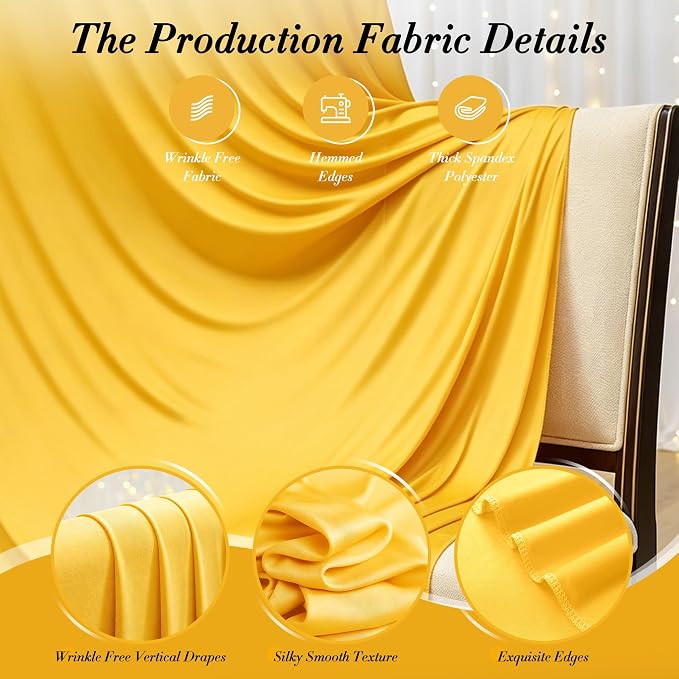 40 ft x 10 ft Wrinkle Free Yellow Backdrop Curtain - Image 6
