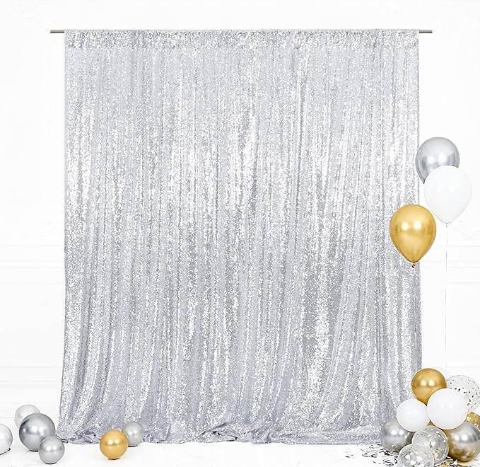 Eternal Beauty Silver 3mm Sequin Backdrop 7x7 Ft by EternalBeauty