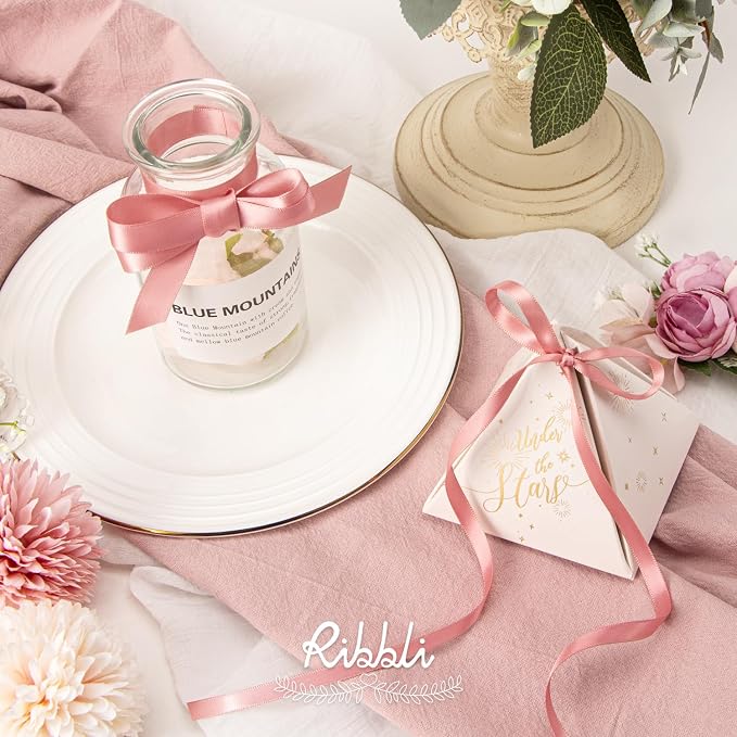 Ribbli Rose Gold Satin Ribbon Double Faced Satin 1/2 inch x Continuous 50 - Image 3