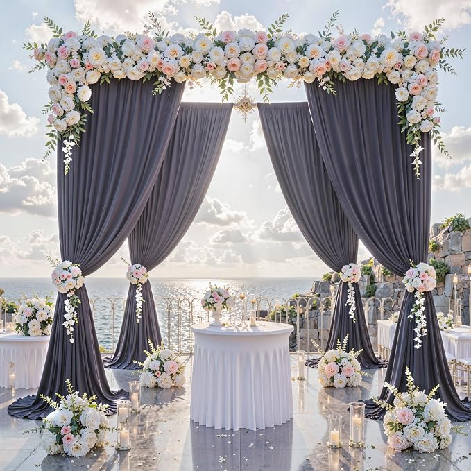 10 ft x 10 ft Wrinkle Free Charcoal Backdrop Curtain - Image 2