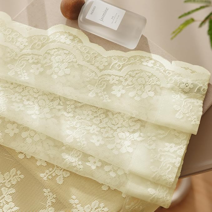 Anmao Vintage Lace Curtains 72 Inches Long 2 Panels Set, Romantic Elegant Light - Image 7