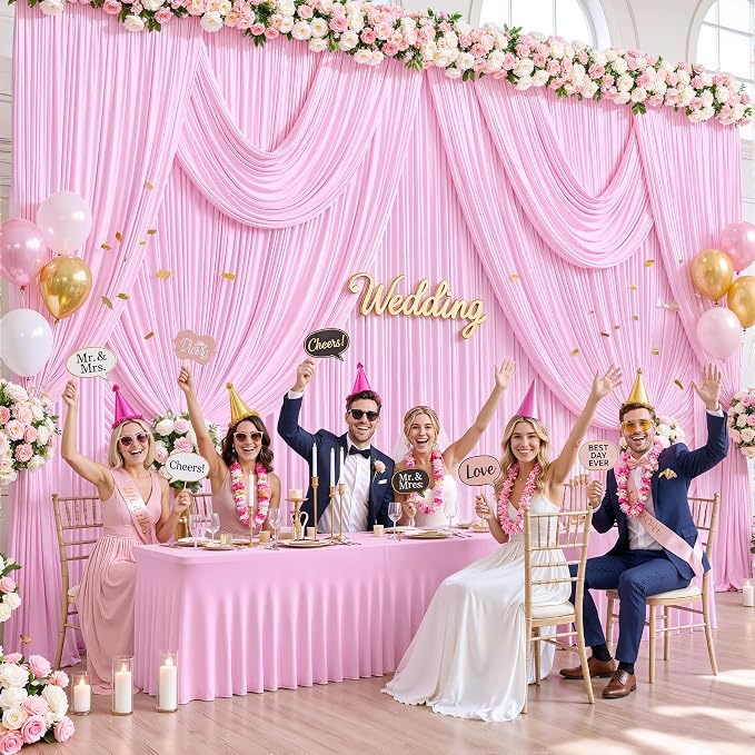 6 Panels Pink Backdrop Curtains - Image 2